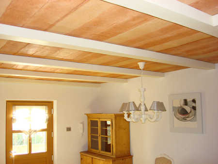 Soffitto con finti tavelloni rustici in vetroresina modello Pianelle 002